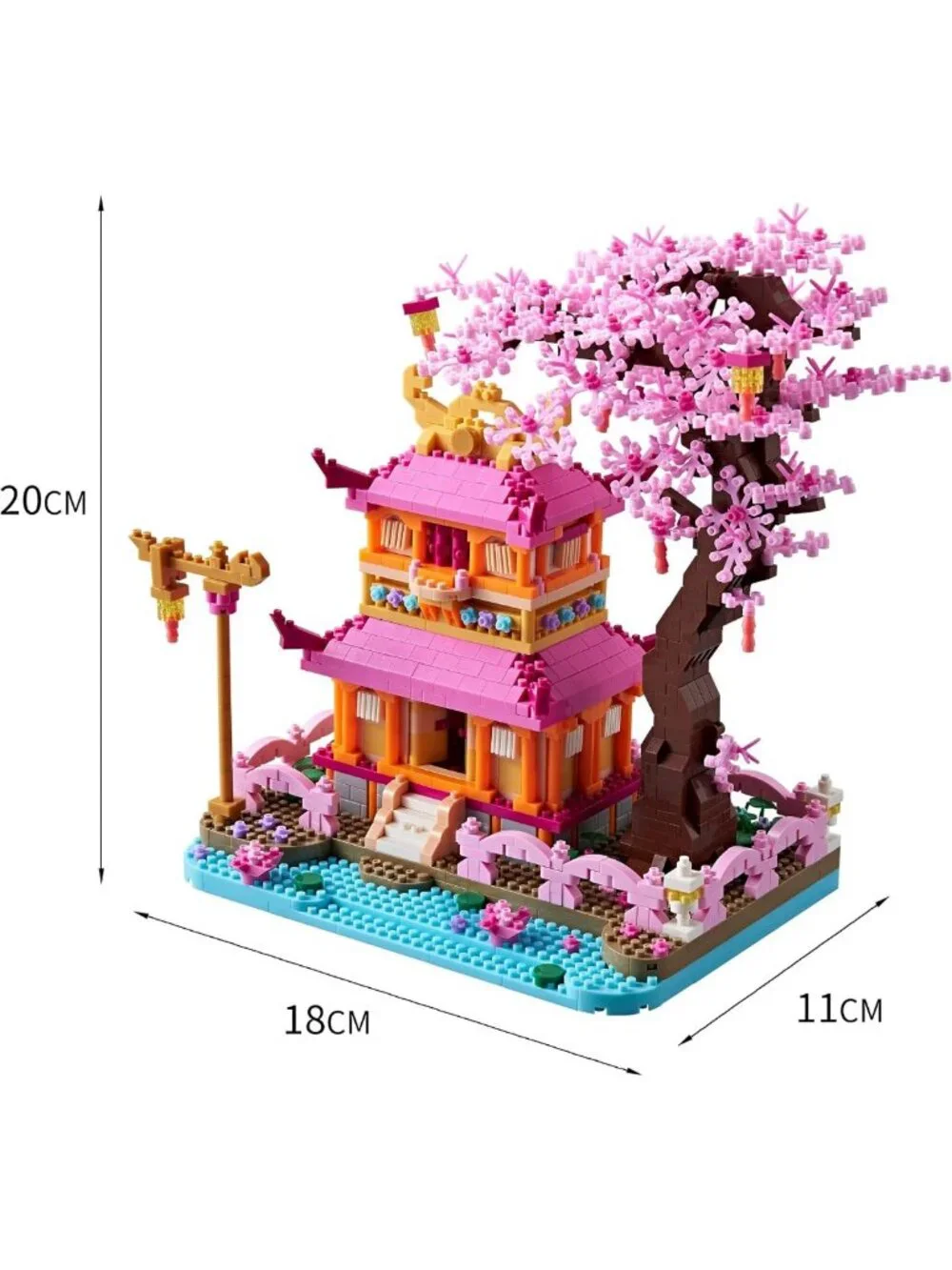 Exquisite Cherry Blossom Tree House Micro Building Blocks Set, 1810 Pcs, DIY Fun